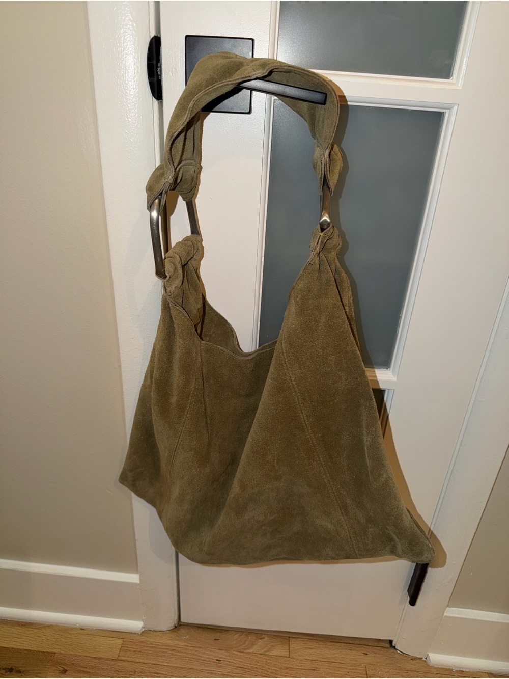 Free People Olive Suede Knotted Hobo Shoulder Bag